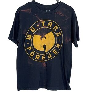 Wu-Tang Clan Forever FEA Black Bleach Dyed Graphic Hip Hop T-Shirt‎ Men's Size M